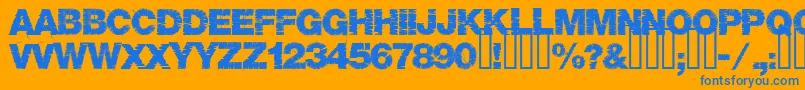 Base05-Schriftart – Blaue Schriften auf orangefarbenem Hintergrund