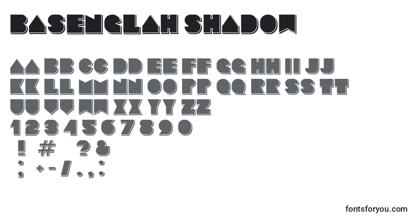 Schriftart Basenglah Shadow – Alphabet, Zahlen, spezielle Symbole