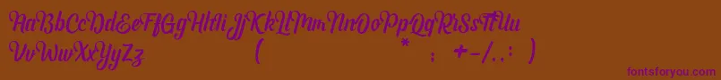 Bashira Demo-Schriftart – Violette Schriften auf braunem Hintergrund