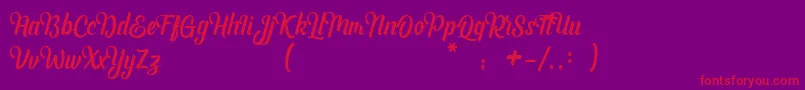 Bashira Demo-Schriftart – Rote Schriften auf violettem Hintergrund