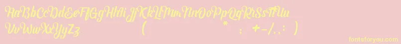 Bashira Demo-Schriftart – Gelbe Schriften auf rosa Hintergrund