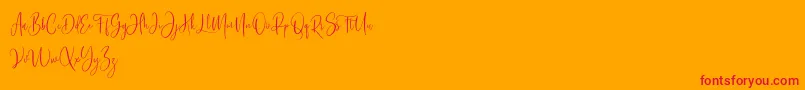 Bashira Free-Schriftart – Rote Schriften auf orangefarbenem Hintergrund