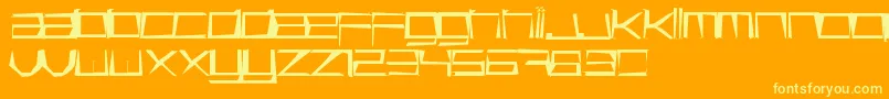 Basica Cartoon Free promo-Schriftart – Gelbe Schriften auf orangefarbenem Hintergrund