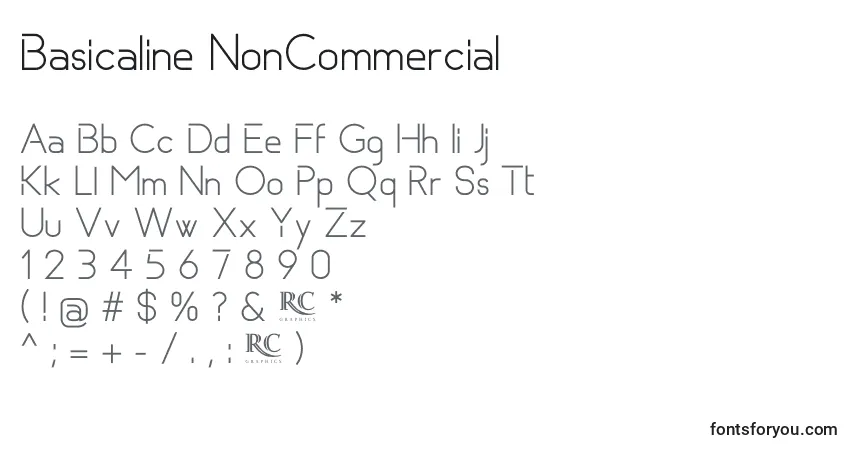 A fonte Basicaline NonCommercial – alfabeto, números, caracteres especiais