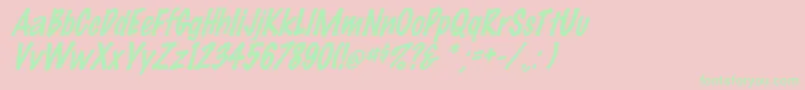 Fonte FeltmarkItalic – fontes verdes em um fundo rosa