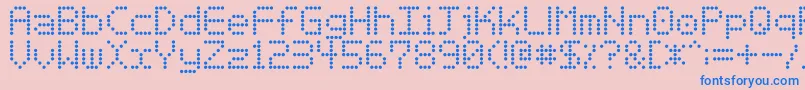 Basicdots-Schriftart – Blaue Schriften auf rosa Hintergrund