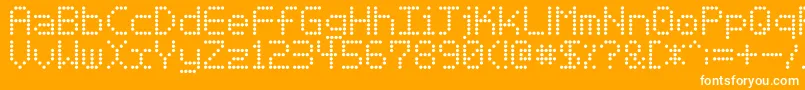 Basicdots-Schriftart – Weiße Schriften auf orangefarbenem Hintergrund