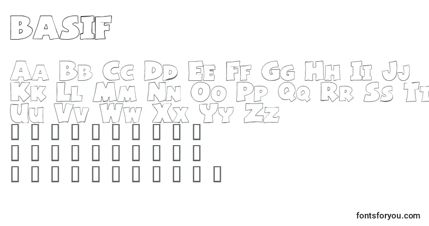 A fonte BASIF    (120783) – alfabeto, números, caracteres especiais