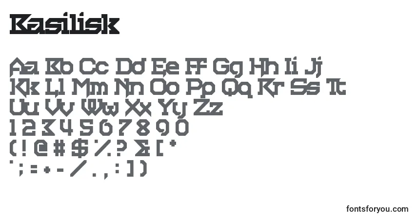 Schriftart Basilisk – Alphabet, Zahlen, spezielle Symbole