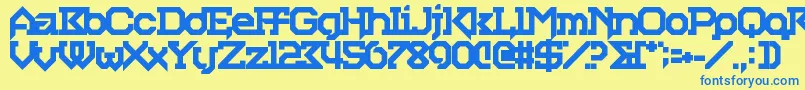 フォントBasilisk – 青い文字が黄色の背景にあります。