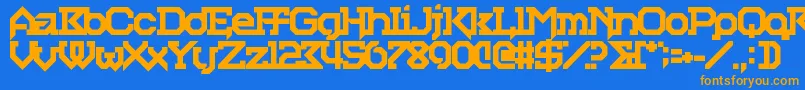 フォントBasilisk – オレンジ色の文字が青い背景にあります。