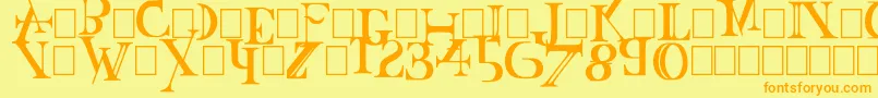フォントBaskertown – オレンジの文字が黄色の背景にあります。