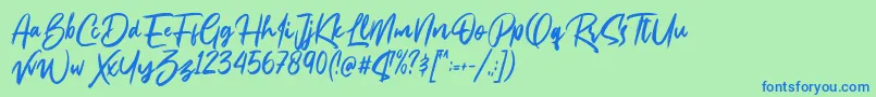 Bassheads-Schriftart – Blaue Schriften auf grünem Hintergrund