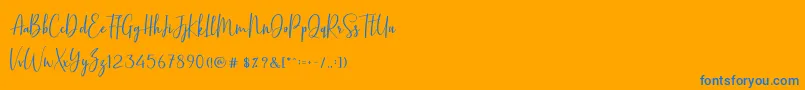 BasstonScript Font – Blue Fonts on Orange Background