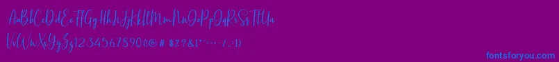 BasstonScript-Schriftart – Blaue Schriften auf violettem Hintergrund