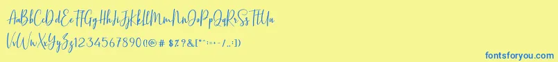 BasstonScript Font – Blue Fonts on Yellow Background