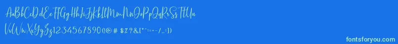 BasstonScript Font – Green Fonts on Blue Background