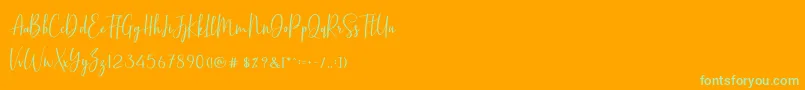 BasstonScript-Schriftart – Grüne Schriften auf orangefarbenem Hintergrund