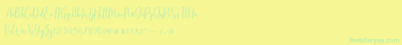 BasstonScript-Schriftart – Grüne Schriften auf gelbem Hintergrund
