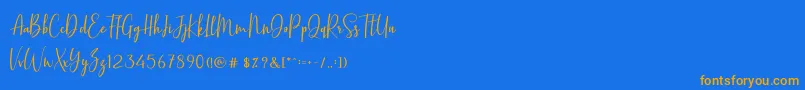 BasstonScript Font – Orange Fonts on Blue Background