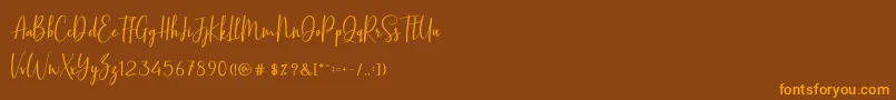 BasstonScript Font – Orange Fonts on Brown Background