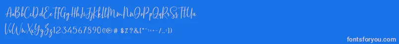 BasstonScript-Schriftart – Rosa Schriften auf blauem Hintergrund