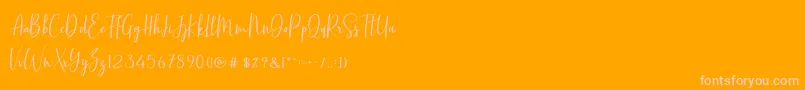 BasstonScript Font – Pink Fonts on Orange Background