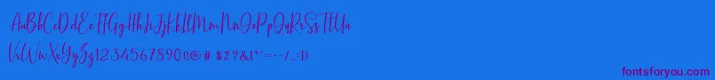 BasstonScript Font – Purple Fonts on Blue Background