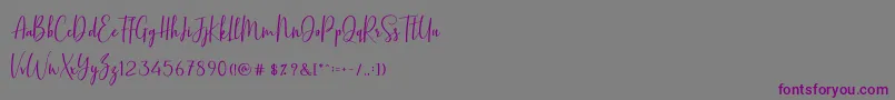 フォントBasstonScript – 紫色のフォント、灰色の背景