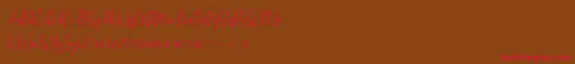 BasstonScript-Schriftart – Rote Schriften auf braunem Hintergrund
