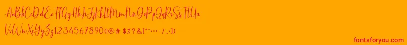 BasstonScript Font – Red Fonts on Orange Background