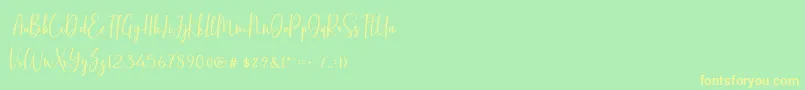 BasstonScript Font – Yellow Fonts on Green Background