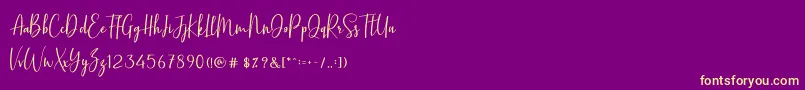 BasstonScript-Schriftart – Gelbe Schriften auf violettem Hintergrund