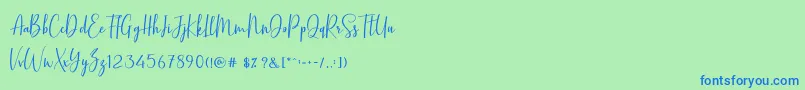 BasstonScript Font – Blue Fonts on Green Background