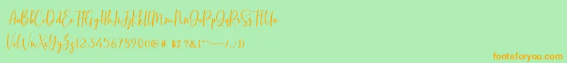 BasstonScript Font – Orange Fonts on Green Background