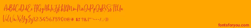 BasstonScript Font – Red Fonts on Orange Background