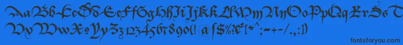 Bastarda K Font – Black Fonts on Blue Background