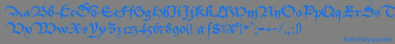 Bastarda K Font – Blue Fonts on Gray Background
