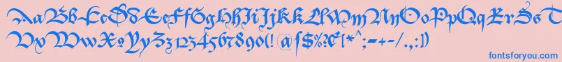Bastarda K Font – Blue Fonts on Pink Background