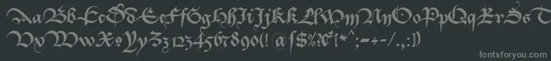 フォントBastarda K – 黒い背景に灰色の文字