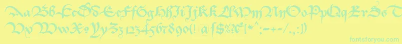 Bastarda K Font – Green Fonts on Yellow Background