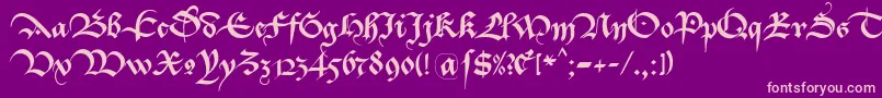 Bastarda K Font – Pink Fonts on Purple Background