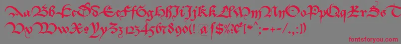 Bastarda K Font – Red Fonts on Gray Background