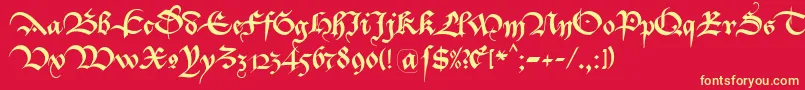 Bastarda K-Schriftart – Gelbe Schriften auf rotem Hintergrund