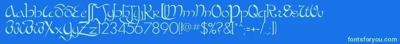BastardaPlain Font – Green Fonts on Blue Background