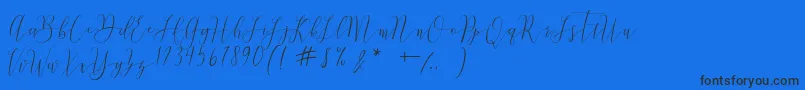 Bastille Free-Schriftart – Schwarze Schriften auf blauem Hintergrund