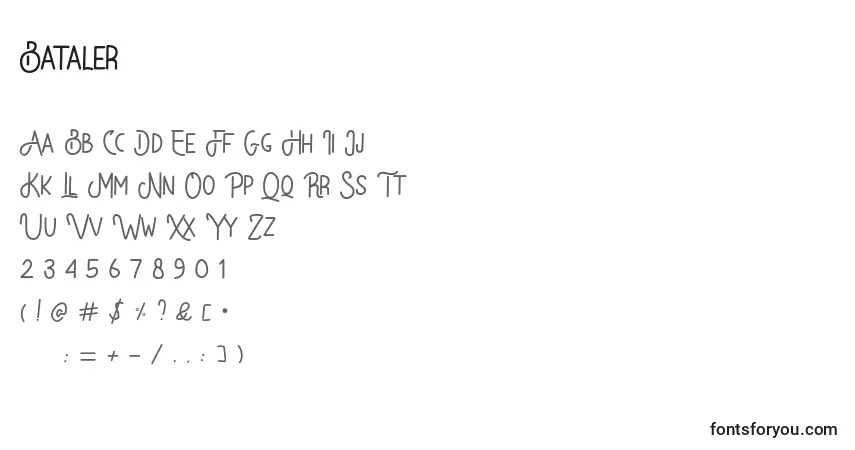 Schriftart Bataler – Alphabet, Zahlen, spezielle Symbole
