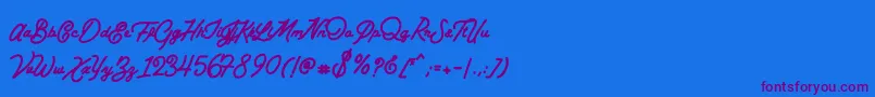 BataviaScriptClean Font – Purple Fonts on Blue Background
