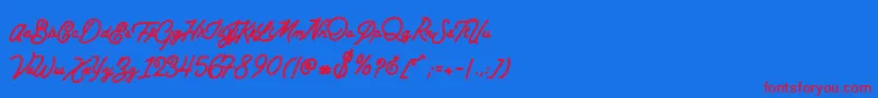 フォントBataviaScriptClean – 赤い文字の青い背景