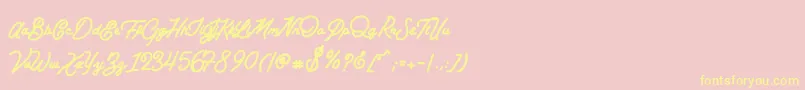 BataviaScriptClean-Schriftart – Gelbe Schriften auf rosa Hintergrund